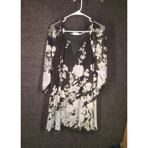 Audrey 3+1 Womens Dress Long Sleeve Floral  Keyhole Size Small